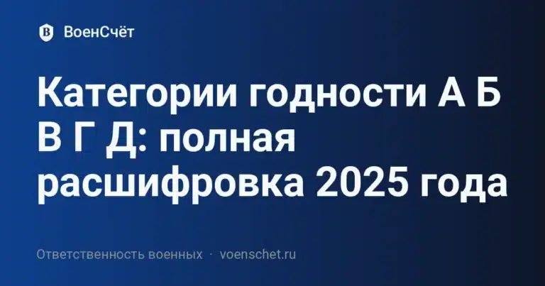 Категории годности А Б В Г Д: полная расшифровка 2025 года — ВоенСчёт