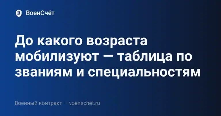 До какого возраста мобилизуют — таблица по званиям и специальностям — ВоенСчёт