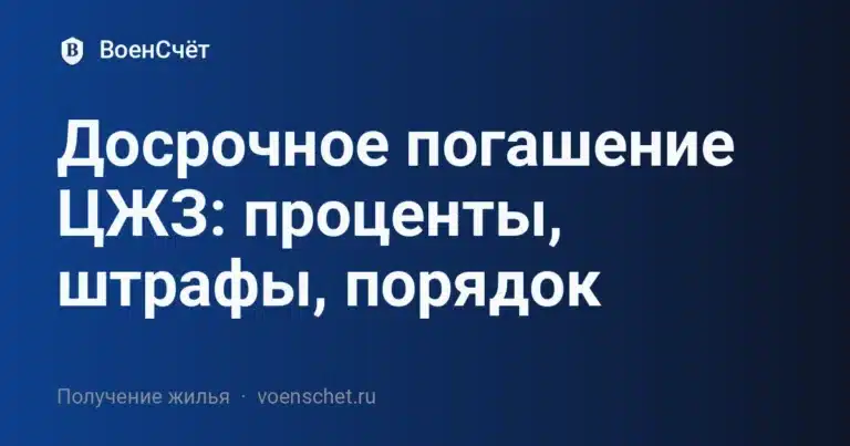 Досрочное погашение ЦЖЗ: проценты, штрафы, порядок — ВоенСчёт