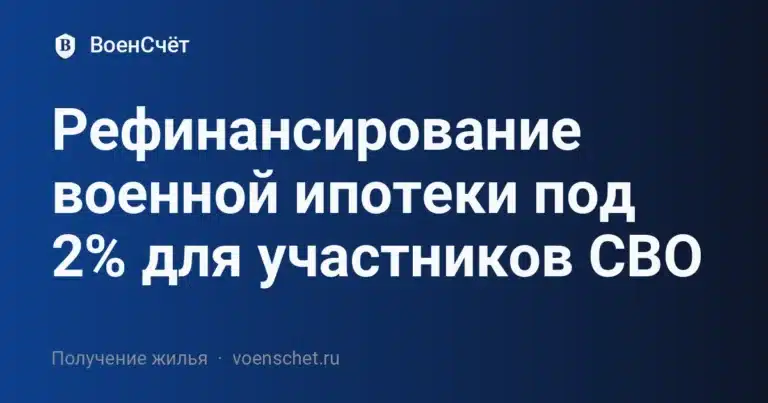 Рефинансирование военной ипотеки под 2% для участников СВО — ВоенСчёт