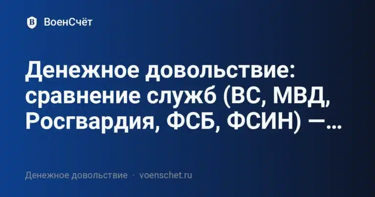 Денежное довольствие: сравнение служб (ВС, МВД, Росгвардия, ФСБ, ФСИН) —… — ВоенСчёт