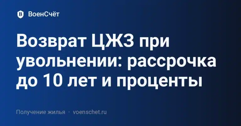 Возврат ЦЖЗ при увольнении: рассрочка до 10 лет и проценты — ВоенСчёт