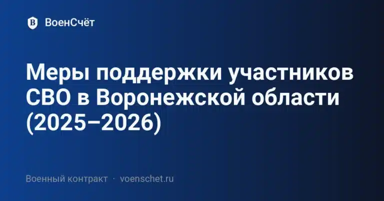 Меры поддержки участников СВО в Воронежской области (2025–2026) — ВоенСчёт