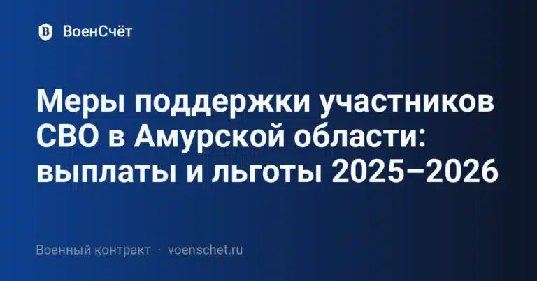Меры поддержки участников СВО в Амурской области: выплаты и льготы 2025–2026 — ВоенСчёт