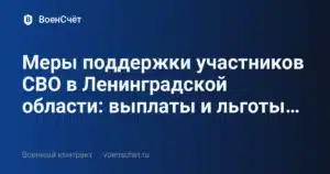 Меры поддержки участников СВО в Ленинградской области: выплаты и льготы… — ВоенСчёт